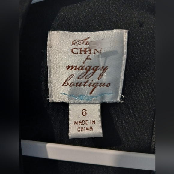 Suzi Chin for Maggy Boutique Asymmetrical Black Cocktail Dress Size 6 - Picture 7 of 9